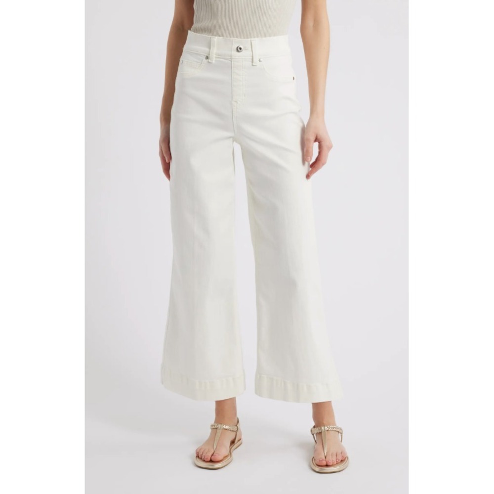 Spanx SPANXshape EveryWear Cropped Wide Leg Jeans‎ Womens XL Petite Chalk Wash